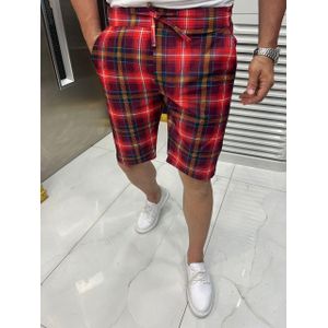 Men’s Casual Athletic Short Trousers – Red/Black Plaid