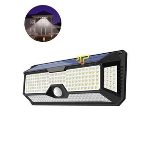 4400mAh Solar Security Wall Light - 136 LED Outdoor Motion Sensor Night Lamp, White Light