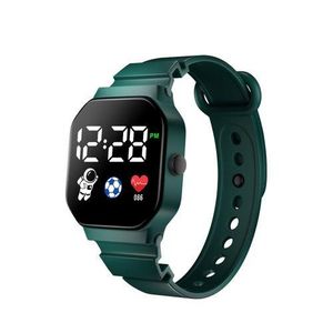 LED electronic watch, astronaut student watch, men's watch, watch strap Watch Bands-green - black