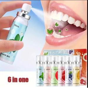 6pieces Oral Spray Set, Includes Six Flavors: Peach, Grape, Lychee, Mint, Watermelon, and Orange. Breath Freshener with Long-lasting Fragrance - Portable For Trip/Outdoor - 6-in-1 Mouth Freshener
