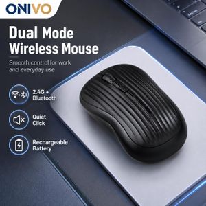 ONIVO Dual Mode Wireless Mouse 2.4G and Bluetooth Rechargeable Silent Click 3 Level DPI Mint