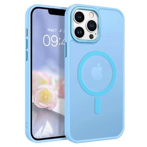 Magnetic Shockproof Phone Case – Slim Fit Translucent Design with Camera & Screen Protection for iPhone 11/12/13/12pro/13 pro - Light Blue