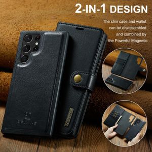DG Ming (2in1) Phone Case, Compatible With Galaxy S22 Ultra Phone, Magnetic Detachable Flip Leather Phone Case With Wallet - Black 