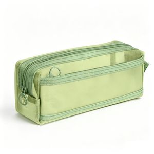 Square Mesh Pencil Case, Large Capacity Durable Pen Pouch with Metal Zipper