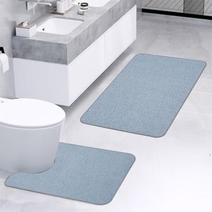 EiFESS 2Pcs Sets Flax Bath Mats Dry Fast Bathroom Soft Rugs Machine Washable Mat