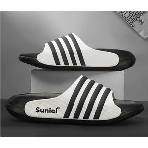 Suniel Lightweight Striped Comfort Slides - Anti-Slip Open Toe Flip Flops