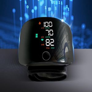 Rechargeable wrist blood pressure monitor, tonometer, tensiometer, automatic digital pulse monitor, blood pressure measuring device, LED screen voice broadcast