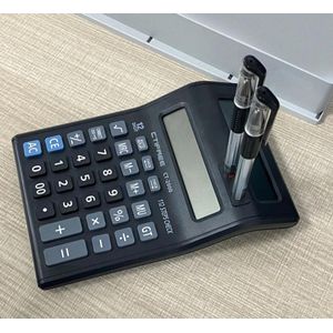 Cuir 12 digit solar desktop calculator double screen display 
