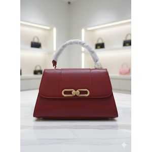 Wine Top Handle Structured Flap Bag