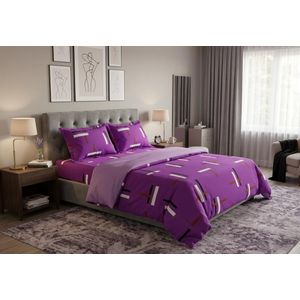 Cotton Bed Sheet King Size_ 4 Piece Set_ Purple Strip Print