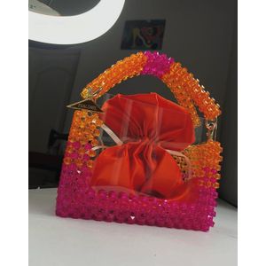Beads GLASS PINK & ORANGE BAG