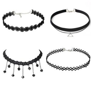 Women's 4-Piece Black Lace Choker Set