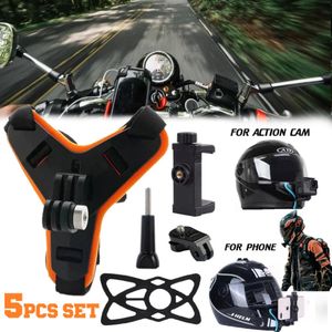 5 in 1 Motovlog Adventure POV Motorcycle Helmet Chin Strap Mount Holder for Mobile Phones, Action Camera Insta 360 Go Pro Osmo Hero Vlogging