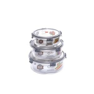 3Pcs 1L/2L/3L Fresh Box Round Plastic Containers for Food Storage & Fridge Organization 8021-1