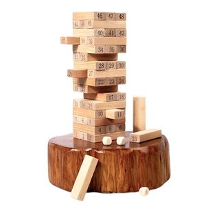 TodyJeyHo Classic Game - 48 Pcs Hardwood Blocks, Children Stacking Tower Party Game, Family Games,Fun Birthday Gift