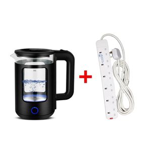 Powerful Electric Glass Kettle With 3000W High Quality Plug Socket Power Outlet Extension Socket Wire Home Commercial Plug Socket Power Strip use With Iron, Kettle, Rice, Fridge - White