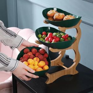3-Tier Fruits and Snacks Serving Plate Rack - Green
