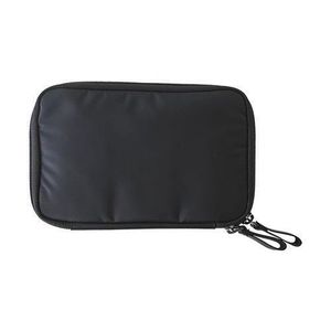 Solid color nylon travel passport holder, wallet, and ticket organizer (Black)