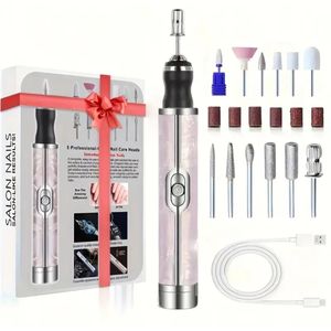 Electric Nail Grinder - a Set of 12 Grinding Heads for a Multifunctional Nail Drill, Designed for Thick Nails, Featuring a Type-C Charging with a 180Mah Lithium Battery, a Professional 4-Speed Electric Nail File for Beginners