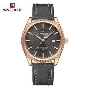 Naviforce Analog Leather Strap Black - NF9276