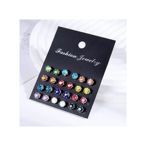12-Pair Colorful Stud Earring Set ? Women?s Jewelry