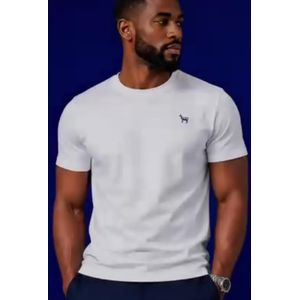 Police Zebra Men's Classic Cotton Crewneck T-Shirt –  Short Sleeve Fitted Casual Plain Tee with Embroidered Chest Logo – White 