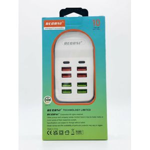 30W 3Pin Single Port Safety Charger Set o - 2xC + 6xUSB Ports With Free USB Micro Charger Cable