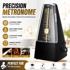 Pure copper mechanical metronome, suitable for piano, guitar, erhu and violin --- black