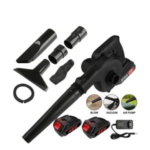 Cordless 2-in-1 Leaf Blower & Vacuum Cleaner with Strong Suction, Air Duster & Inflator/Deflator - Lightweight Rechargeable For Home, Car & Outdoor Use - Black