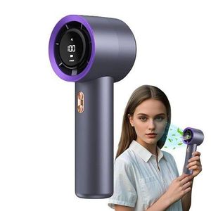 Other Turbo Handheld Digital Portable Rechargeable Fan - Grey