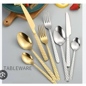 AD 12pcs Stainless Steel Cutlery Set - Gold/Silver