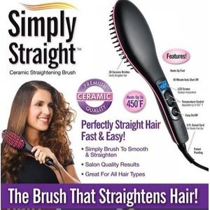 COOFENRISY 2 in 1 Ceramic Brush Hair Straightener, Black