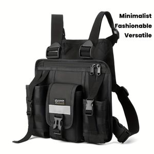 Gukbis Stylish, multi-functional, and minimalist vest-style bag with multiple pockets and large capacity, suitable for hiking and running - Black