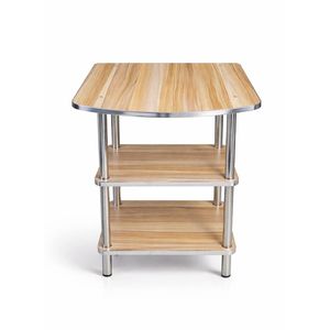 Modern 3-Tier Wooden TV Stand with Metal Frame - Entertainment Center Table for Living Room, Bedroom & Office (W60 x D47 x H60)cm / (W23.6 x D18.5 x H23.6)inch