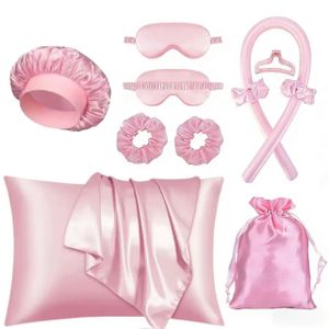 10pcs/set Hair Styling Tools Set,  Including Heatless Hair Curler,Sleeping Eye Mask, Hair Bonnet,pillow case, storage bag...