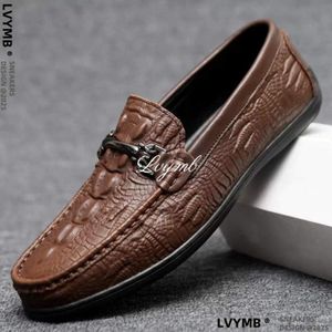 LVYMB Newly Upgraded High-end Crocodile Leather Men's Sandals Comfortable, Fashionable And Durable Sole Europen Made -BROWN