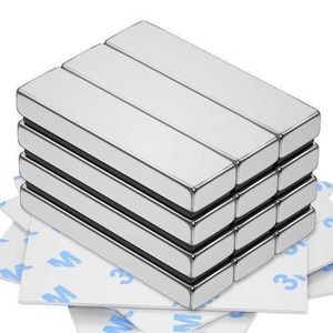 12pcs Strong Neodymium Bar Magnetics With Adhesive Backing, Neodymium-Iron-Boron Super Magnets, Rare Earth Super Magnets, Square Magnets