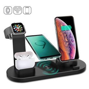 15W 4-in-1 Wireless Charger Stand for Samsung, iPhone 15/14/13, Apple Watch, Fast Charging Dock