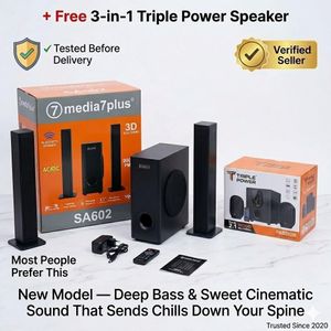 Midea Media Bluetooth Home Speaker System with Detachable Soundbars & Subwoofer + Triple Power Speaker - Loud Clear Sound for TV, Room & Small Event
