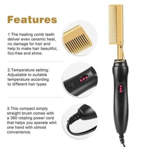 Electric Hair Hot Comb - 500 Degrees - Black & Gold
