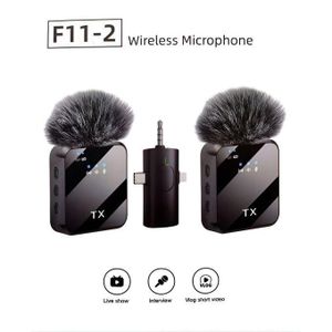 Unknown F11-2 Wireless Lavalier Microphone Wireless Microphone Set – Dual Transmitter Plug-and-Play Mic for Vlogging, Interview & Live Streaming – Black