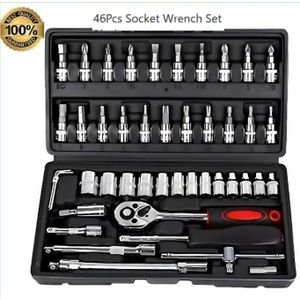 46Pcs Socket Wrench Set - Auto Repair Tool Kit -Black