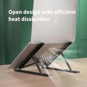 The ten-level adjustable foldable laptop stand can be adjusted. This portable laptop support base has an ABS frame and is suitable for Macbook Air Pro. It is convenient to use. - black