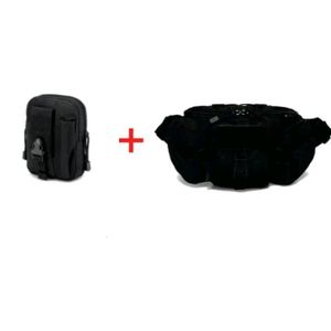 AD 2 in 1 Large Capacity Waist Bag and Side Pouch - Black