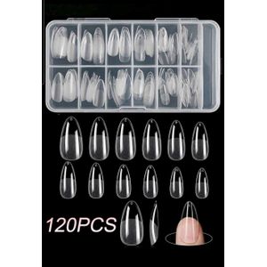 120pcs/Box, 12 Sizes Almond Shaped Semi-Matte & Semi-Transparent Nails, Ready For Customization & DIY Nail Art, Essential For Home & Salon Nail Care For Ladies