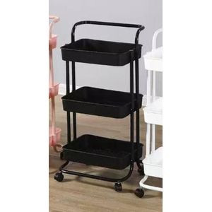 3-Tier Rolling Utility Cart with Handle – Mobile Storage Trolley Organizer for Kitchen, Bathroom, Office & Salon