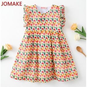 JOMAKE Dresses for children aged 1-7, plant patterns, sleeveless dresses，Middy Watermelon