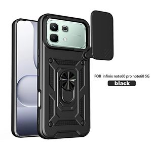 Infinix Note 60 5G/Note 60 Pro Case Slide Window Lens Protection with Magnetic Stand Ring - Black 