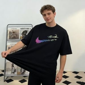 Two-color men's and women's short-sleeved T-shirt fashion tops