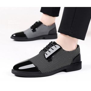 BLWOENS Mens Dress Shoes Oxford Shoes for Men Formal Pointed Lace Up Business Tuxedo Shoes- Black